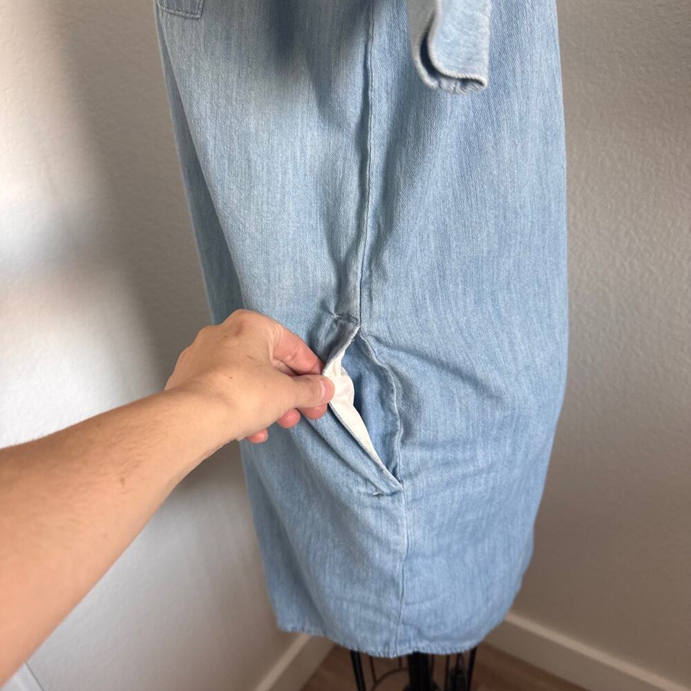 Madewell | Light Wash Chambray Shirt Dress XS Button Front Casual Denim - Picture 10 of 14